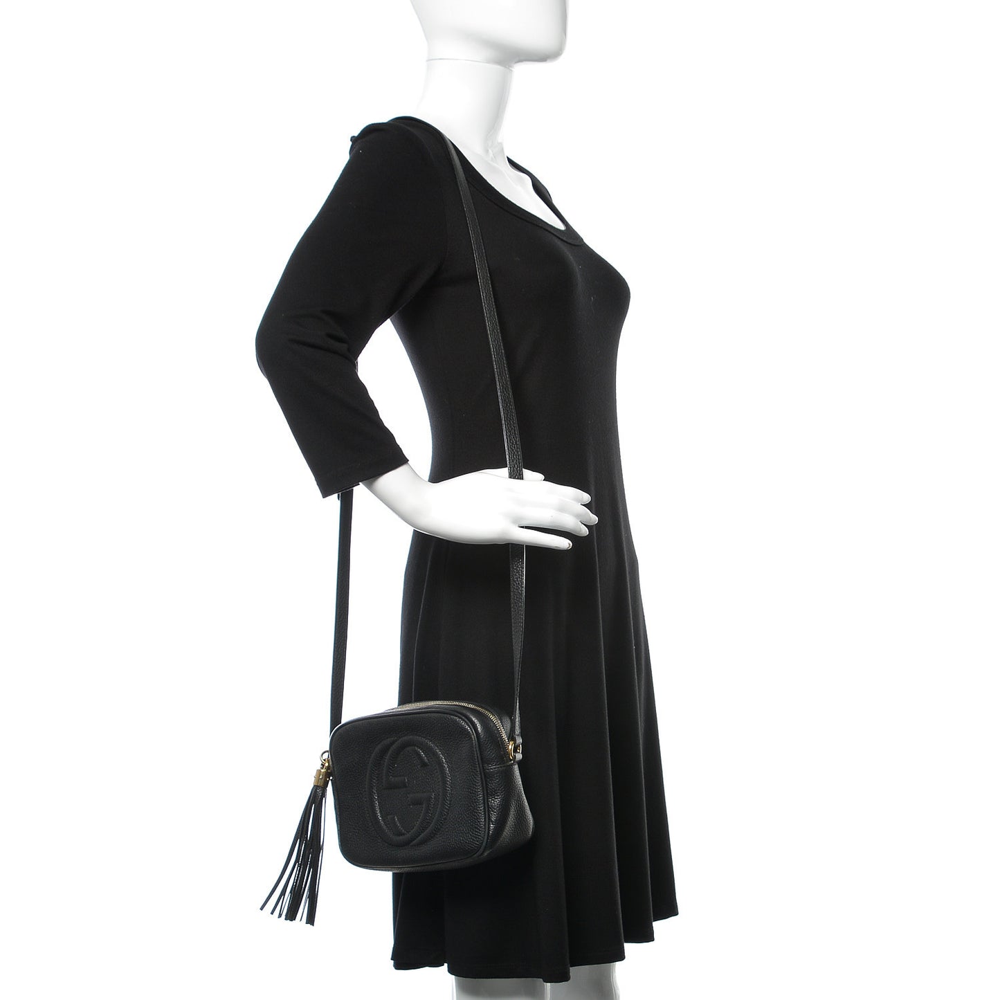 Pebbled Calfskin Small Soho Disco Bag Black
