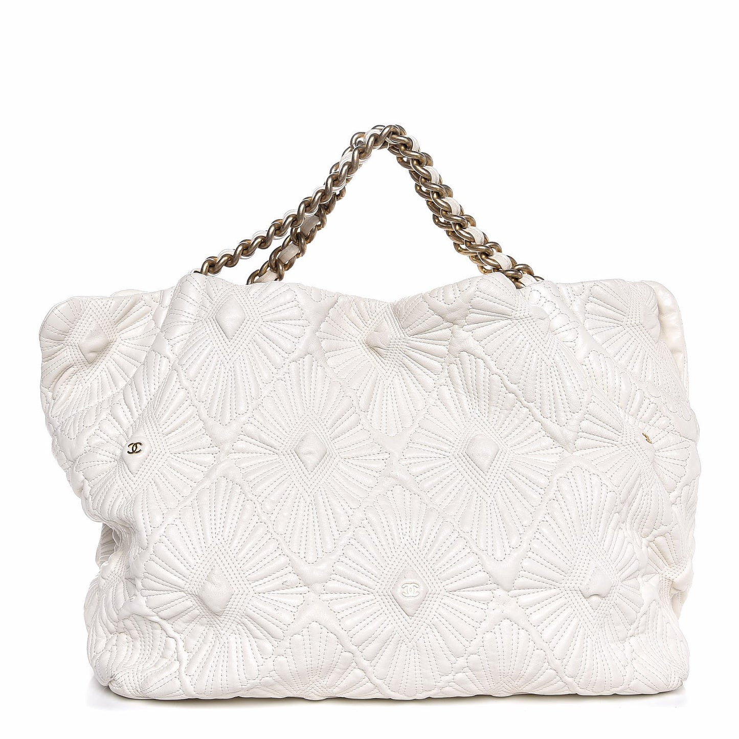 Lambskin Quilted Large Ca D'Oro Tote Ivory