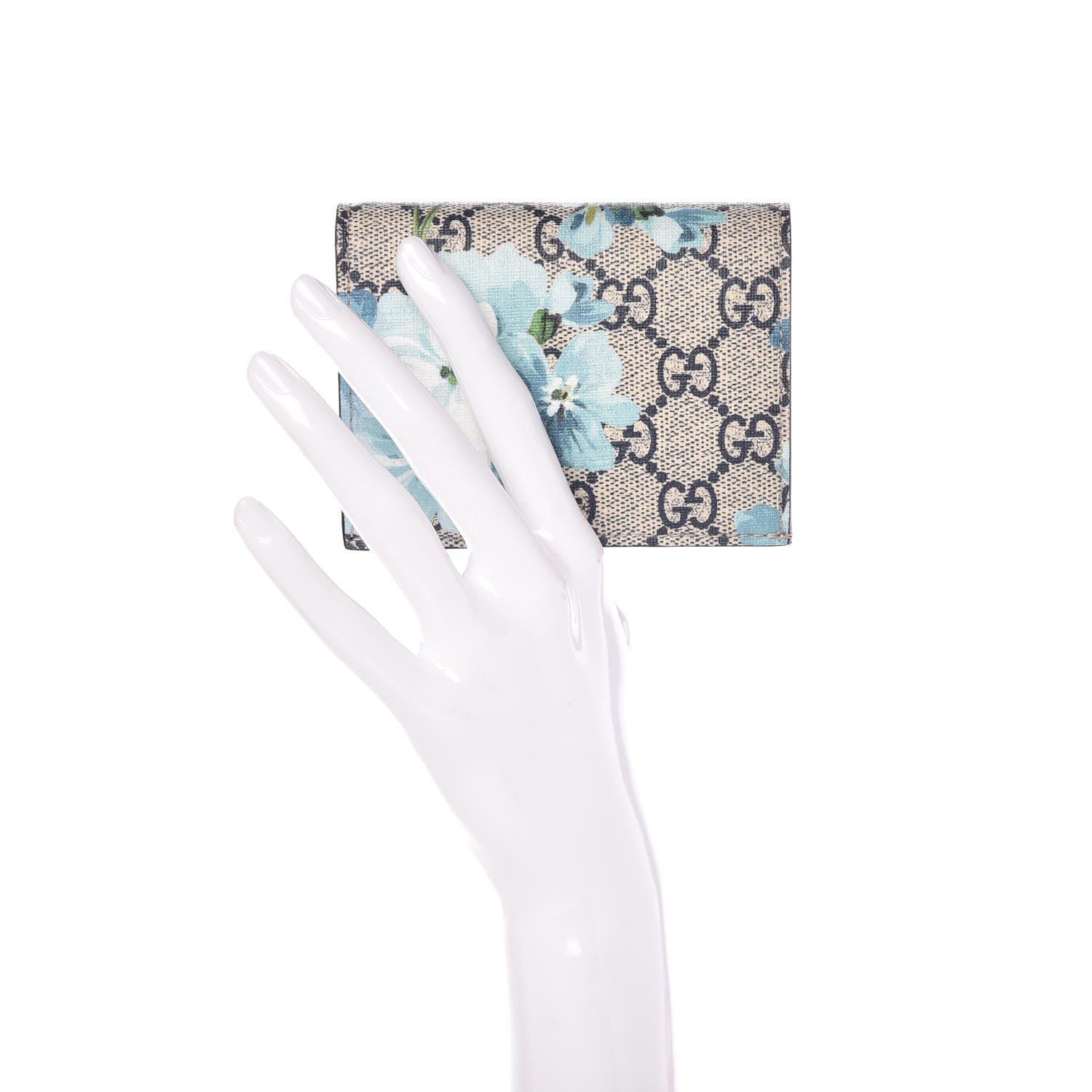 Gucci GG Supreme Monogram Blooms Card Case Wallet Beige Blue Navy Hibiscus Red 2 of 8