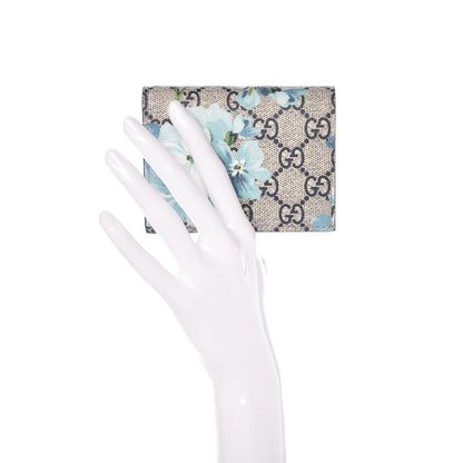 Gucci GG Supreme Monogram Blooms Card Case Wallet Beige Blue Navy Hibiscus Red 2 of 8