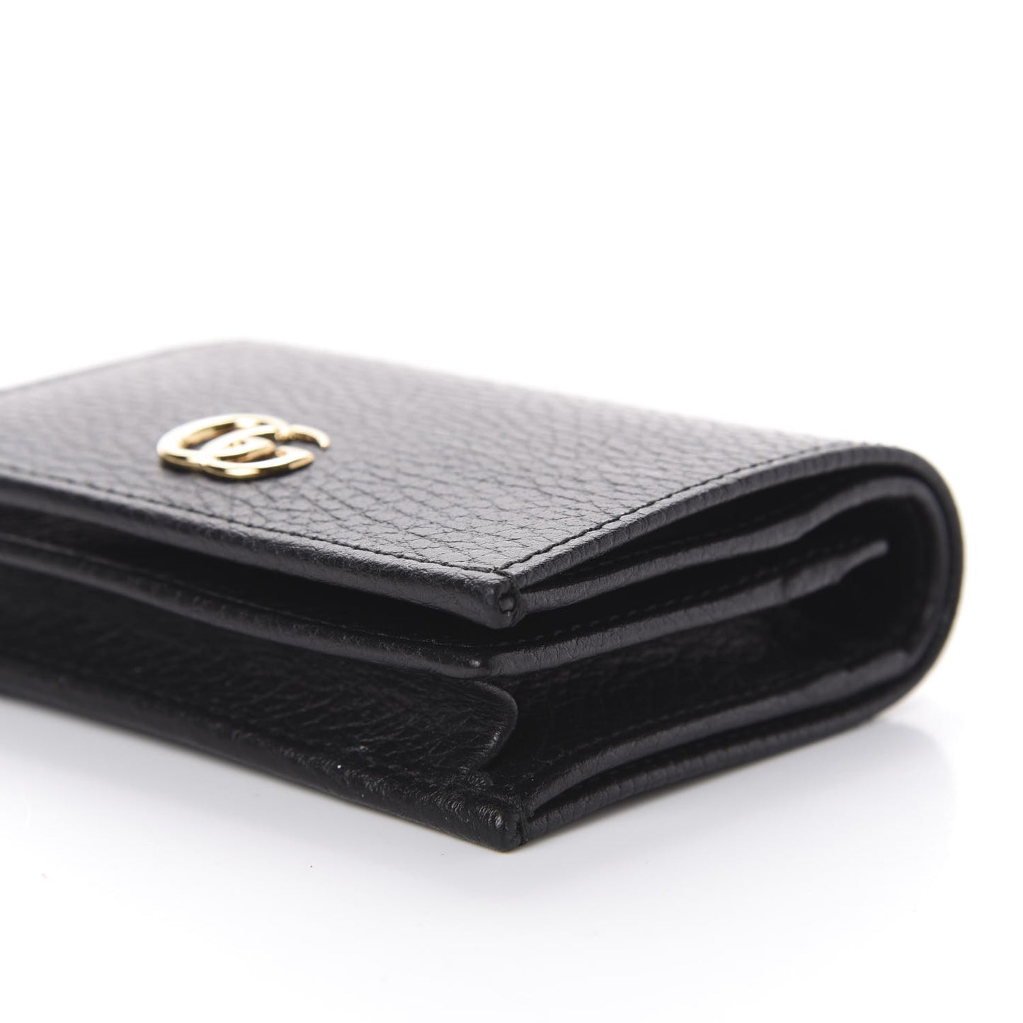 Pebbled Calfskin GG Marmont Card Case Black