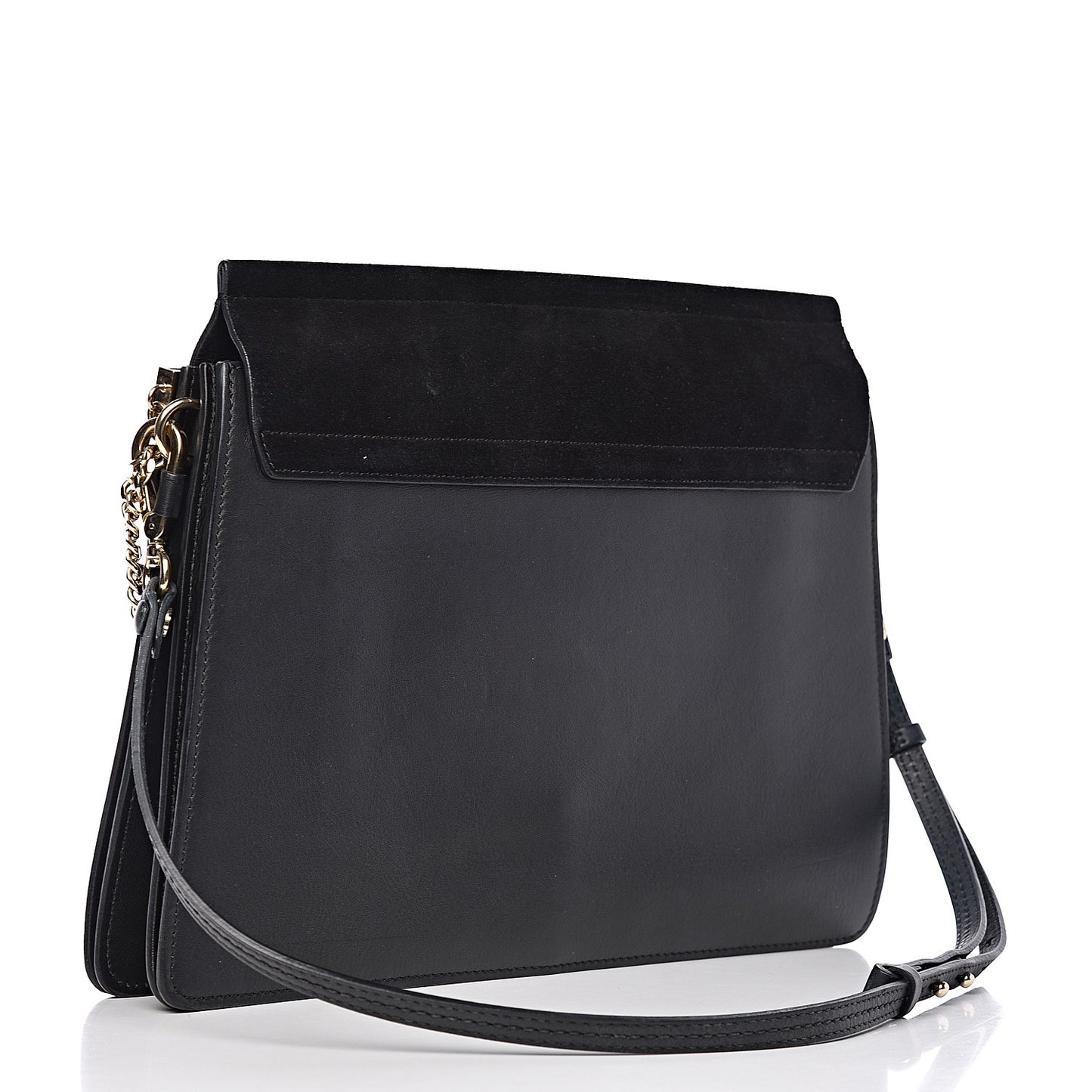 Suede Calfskin Medium Faye Shoulder Bag Black