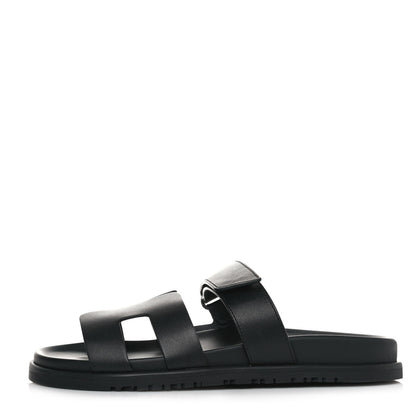 Hermes Calfskin Womens Chypre Sandals 39 Black 1 of 10