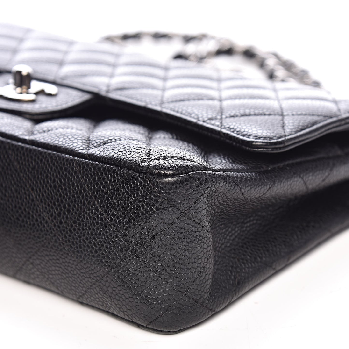 Caviar Quilted Medium Double Flap Black