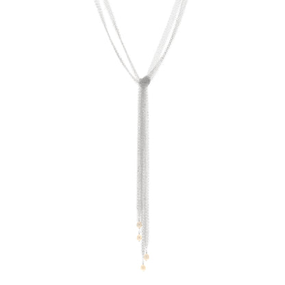 Tiffany Sterling Silver Pearl Elsa Peretti Mesh Tie Necklace 1 of 3