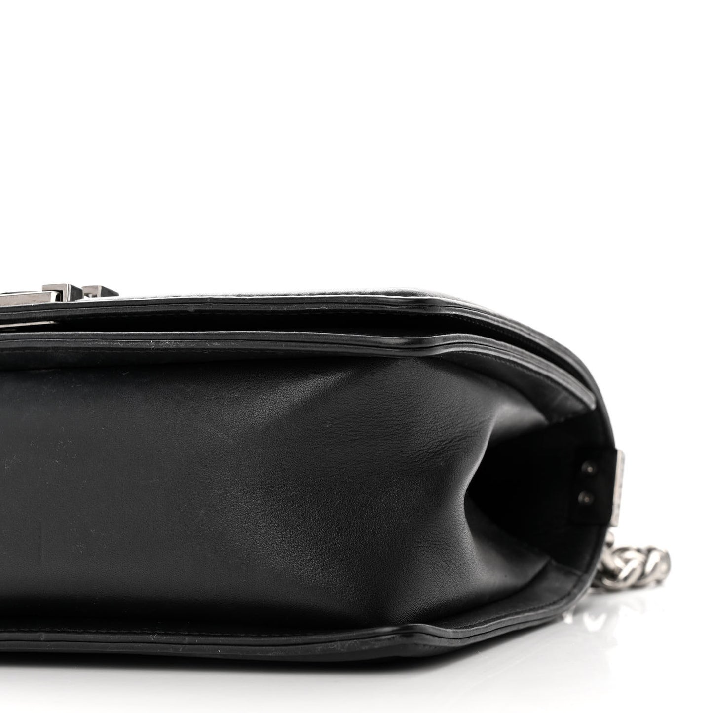 Calfskin Chevron Quilted Medium Chain Boy Flap Black