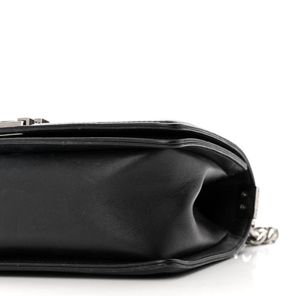 Chanel Calfskin Chevron Quilted Medium Chain Boy Flap Black 10 of 13