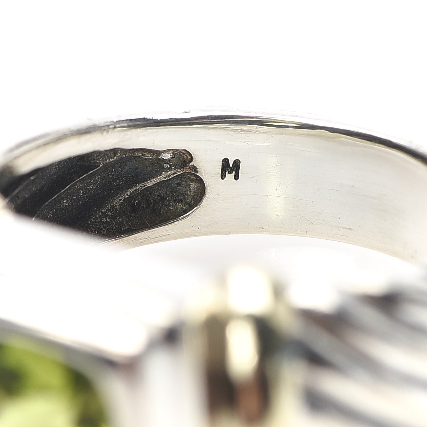 David Yurman Sterling Silver 14K Yellow Gold Peridot 7mm Noblesse Ring 53 6.5 4 of 6