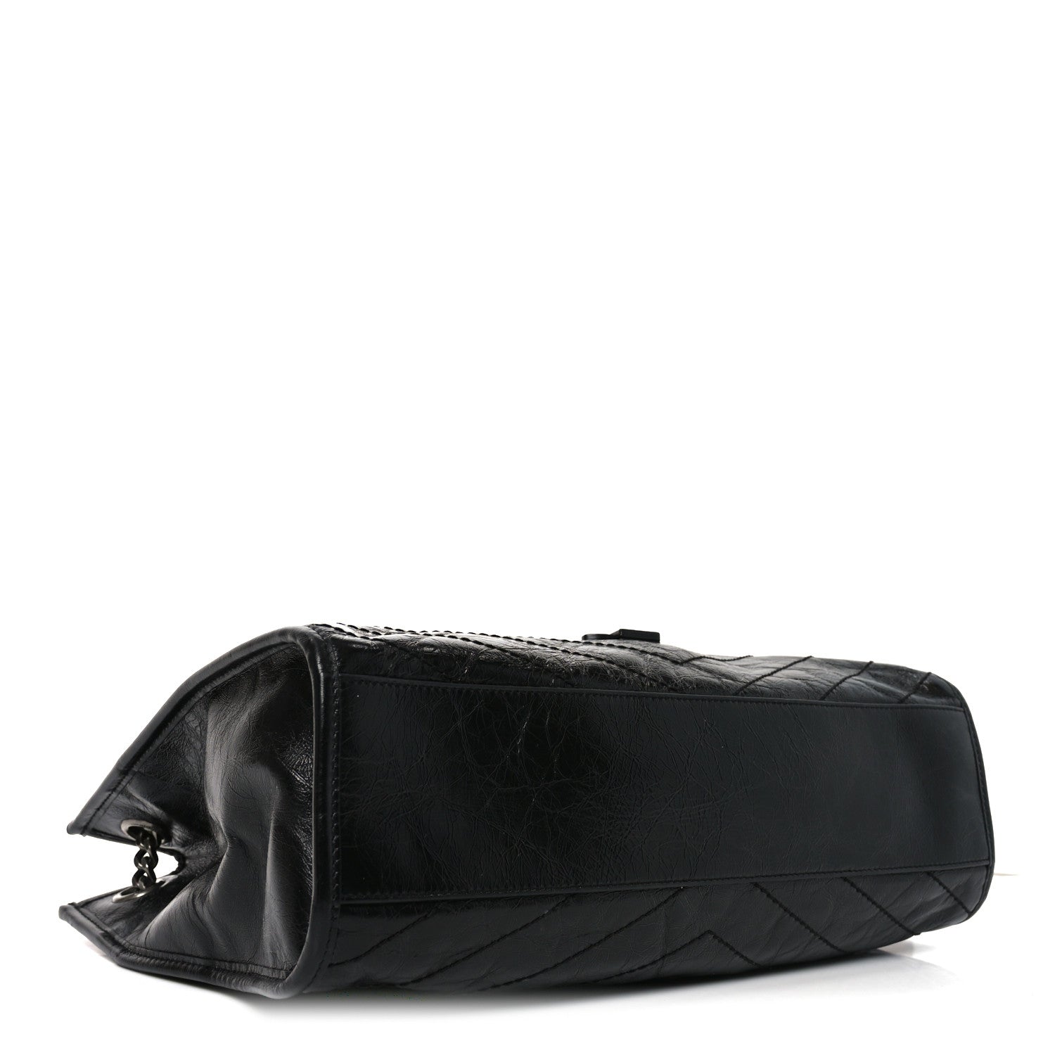 Saint Laurent Crinkled Calfskin Matelasse Monogram Medium Niki Shopper Tote Black 4 of 10