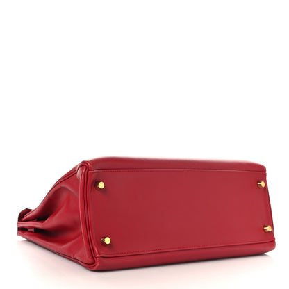 Hermes Tadelakt Kelly Retourne 32 Rouge Vif 4 of 14