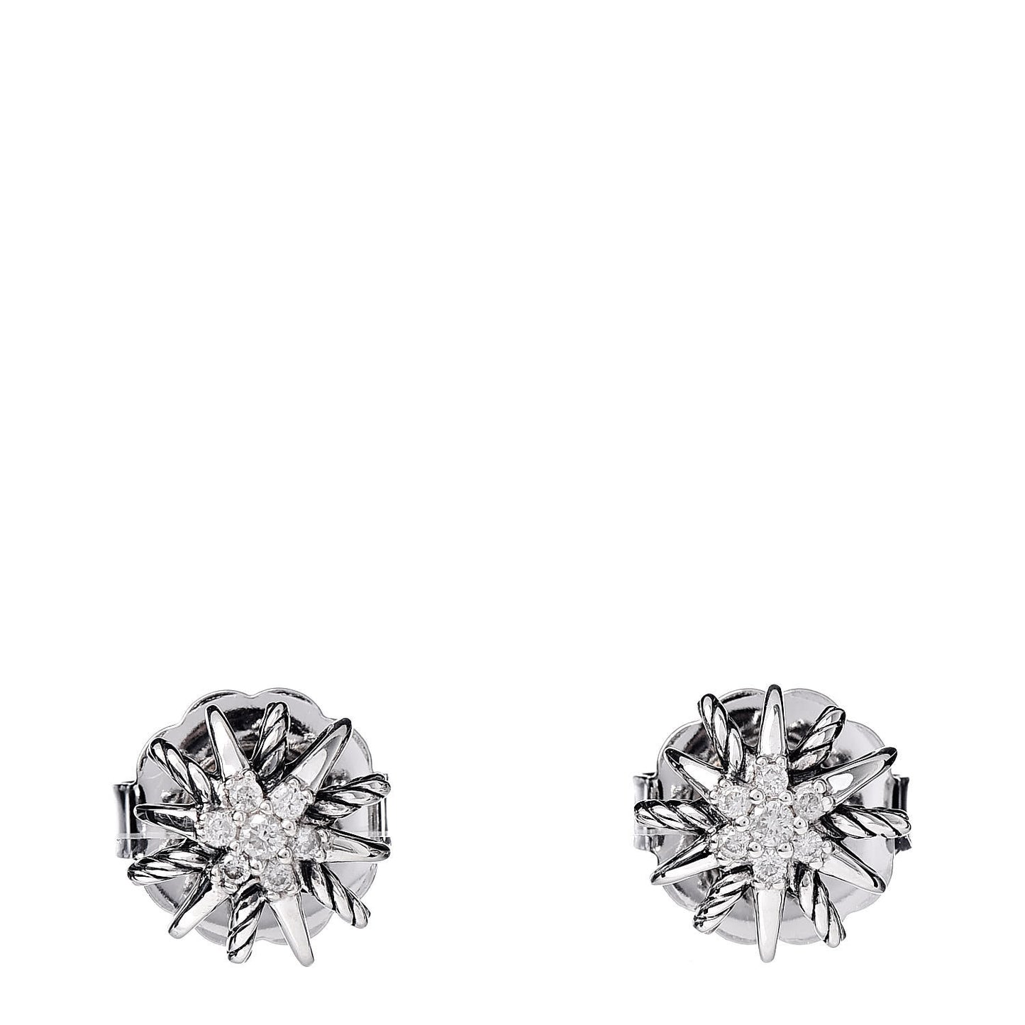 Sterling Silver Diamond 10mm Starburst Earrings
