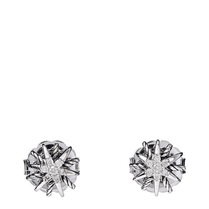 David Yurman Sterling Silver Diamond 10mm Starburst Earrings 1 of 5