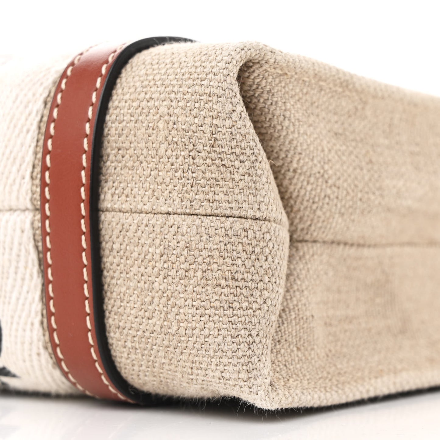 Cotton Calfskin Mini Woody Ribbon Tote White Brown