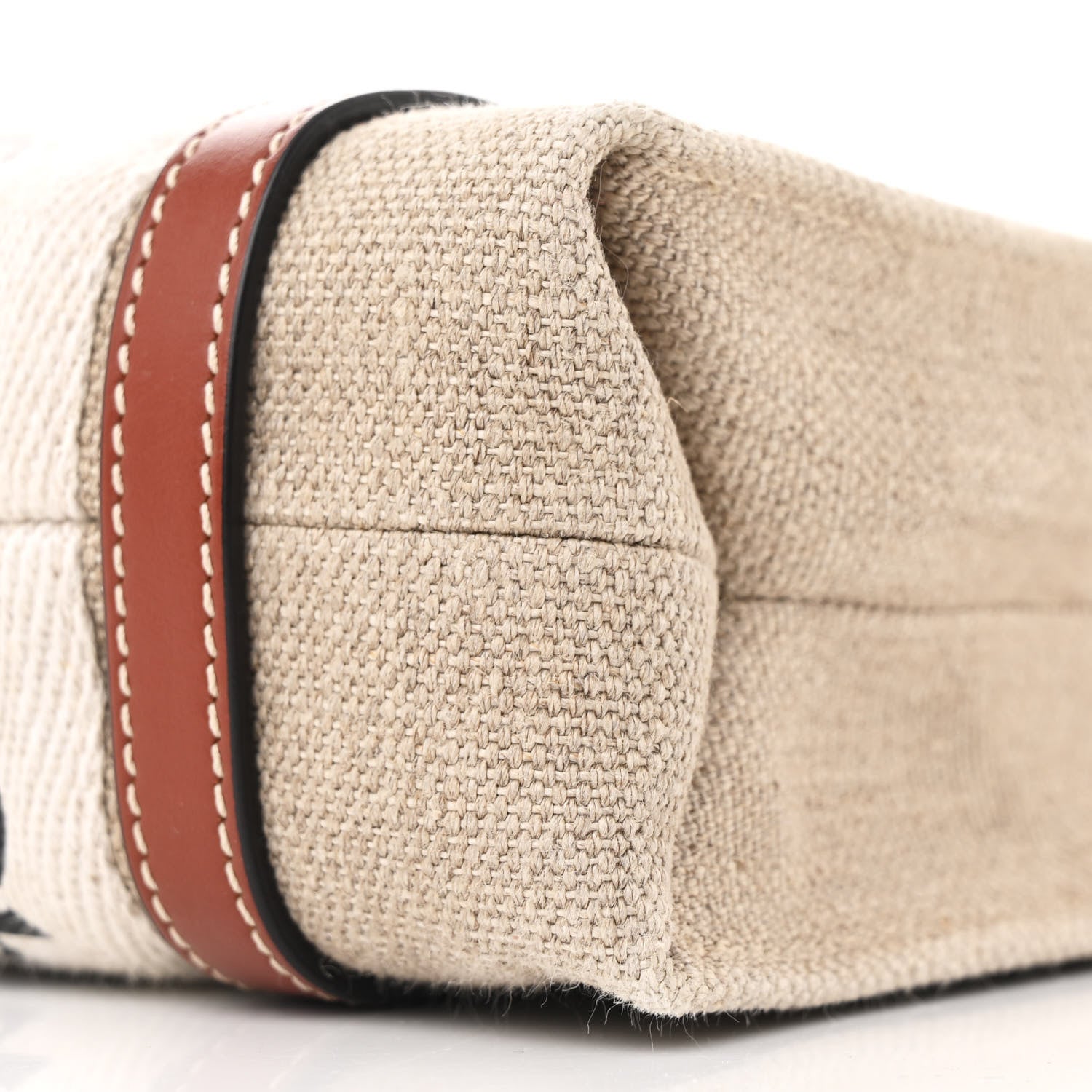Chloe Cotton Calfskin Mini Woody Ribbon Tote White Brown 10 of 10