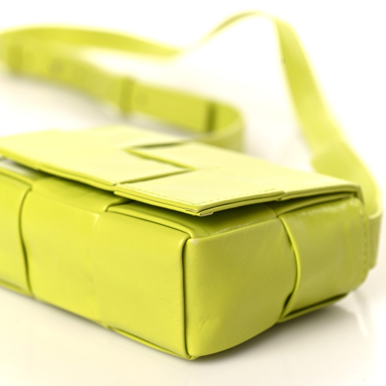 Bottega Veneta Crinkled Lambskin Maxi Intrecciato Extra Mini Cassette Crossbody Bag Acid 8 of 9