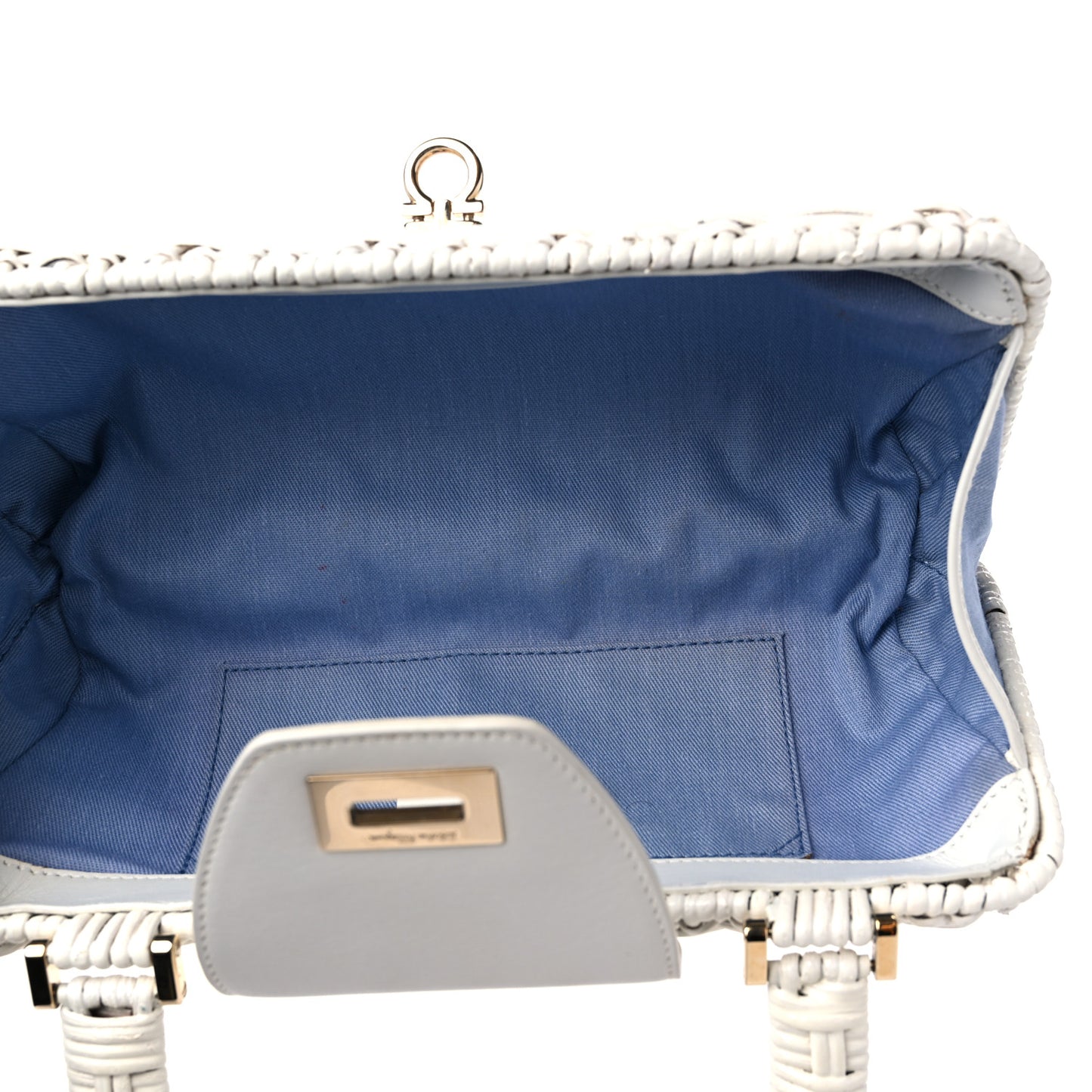 Woven Handle Satchel White