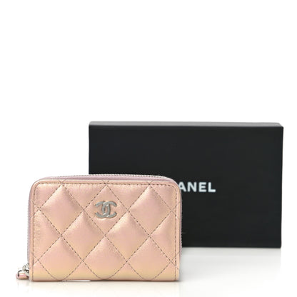 Chanel Iridescent Calfskin Quilted Zip Coin Purse Wallet Pink 11 of 11