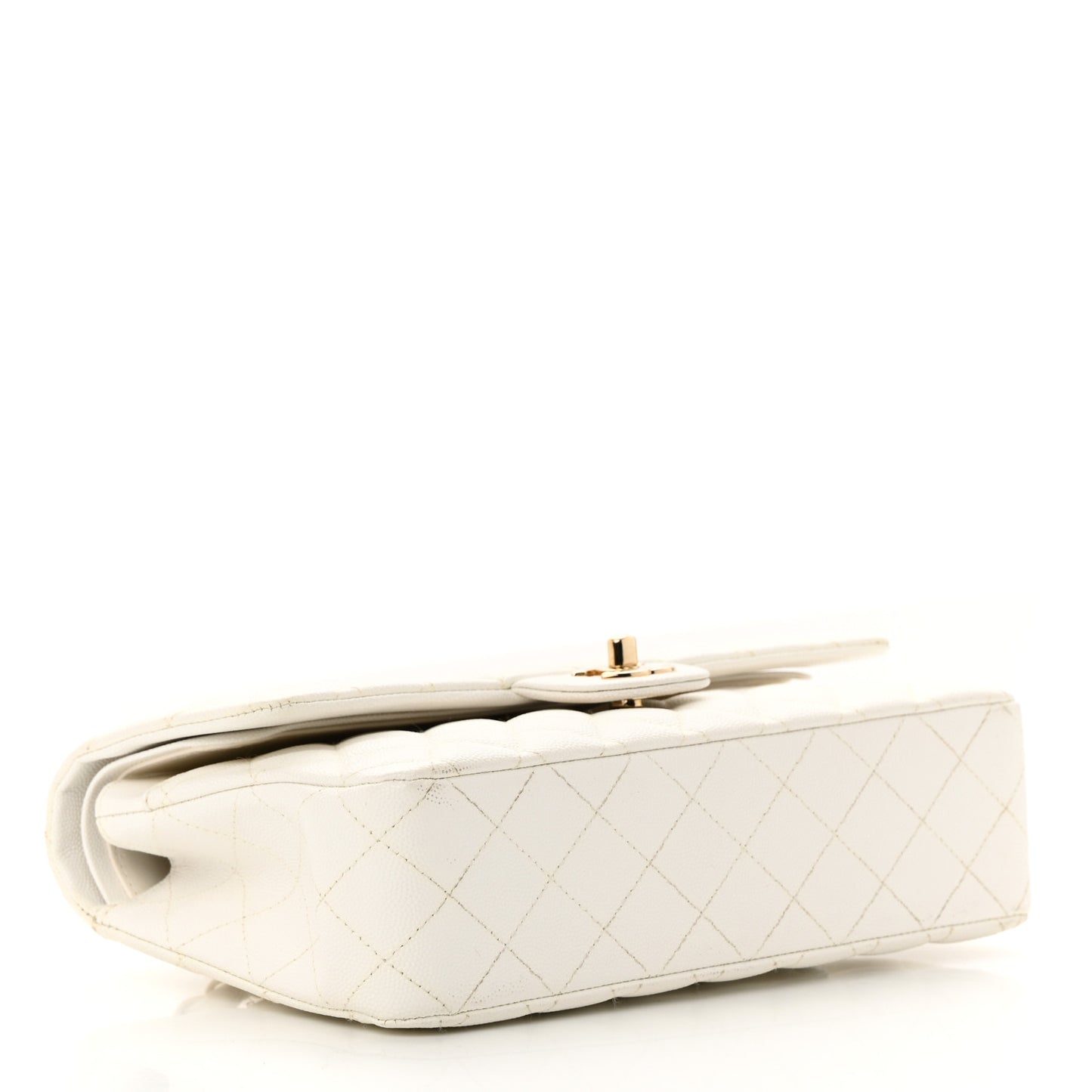 Caviar Quilted Medium Double Flap White