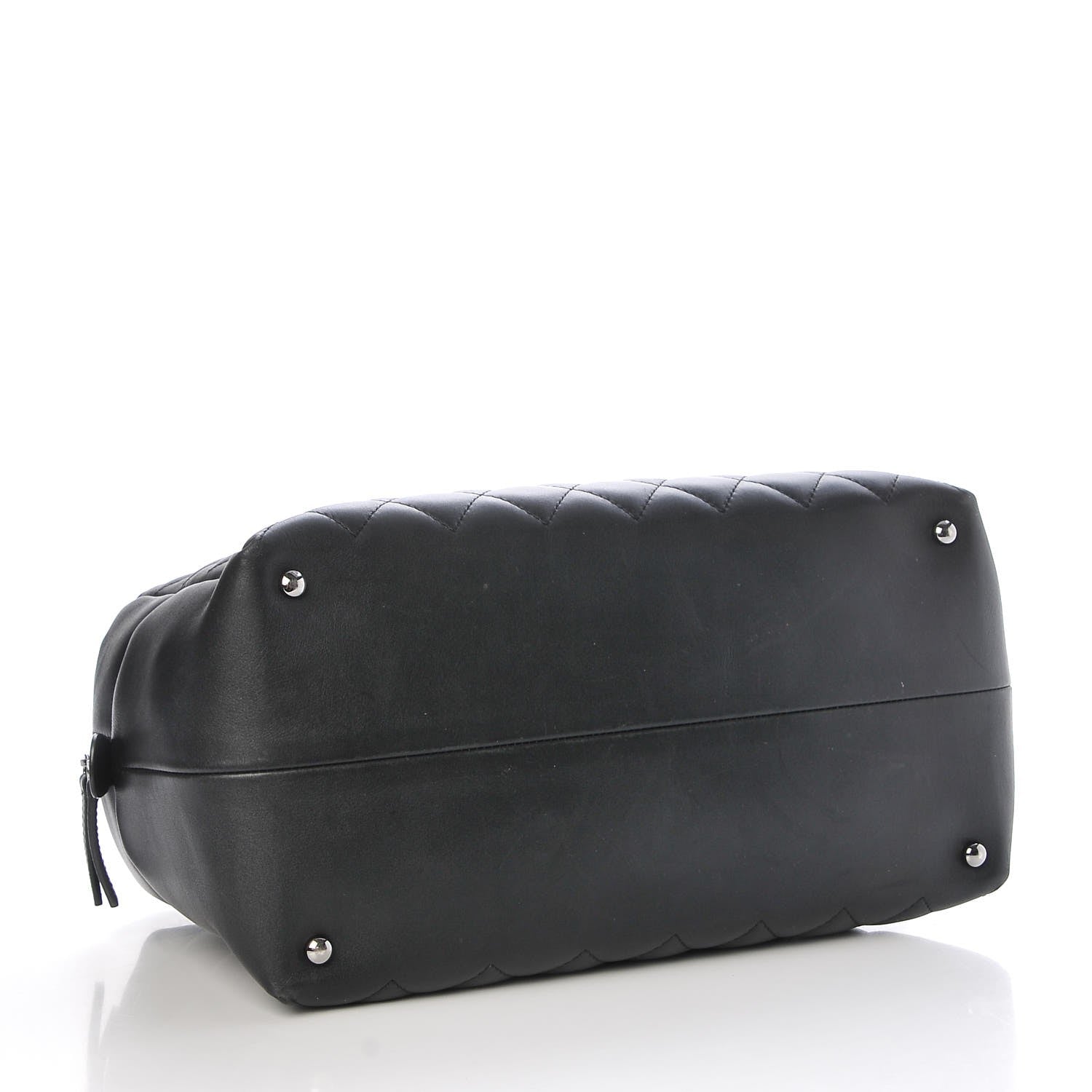 Chanel Calfskin Quilted Feather Weight Bowling Bag Black 4 of 9
