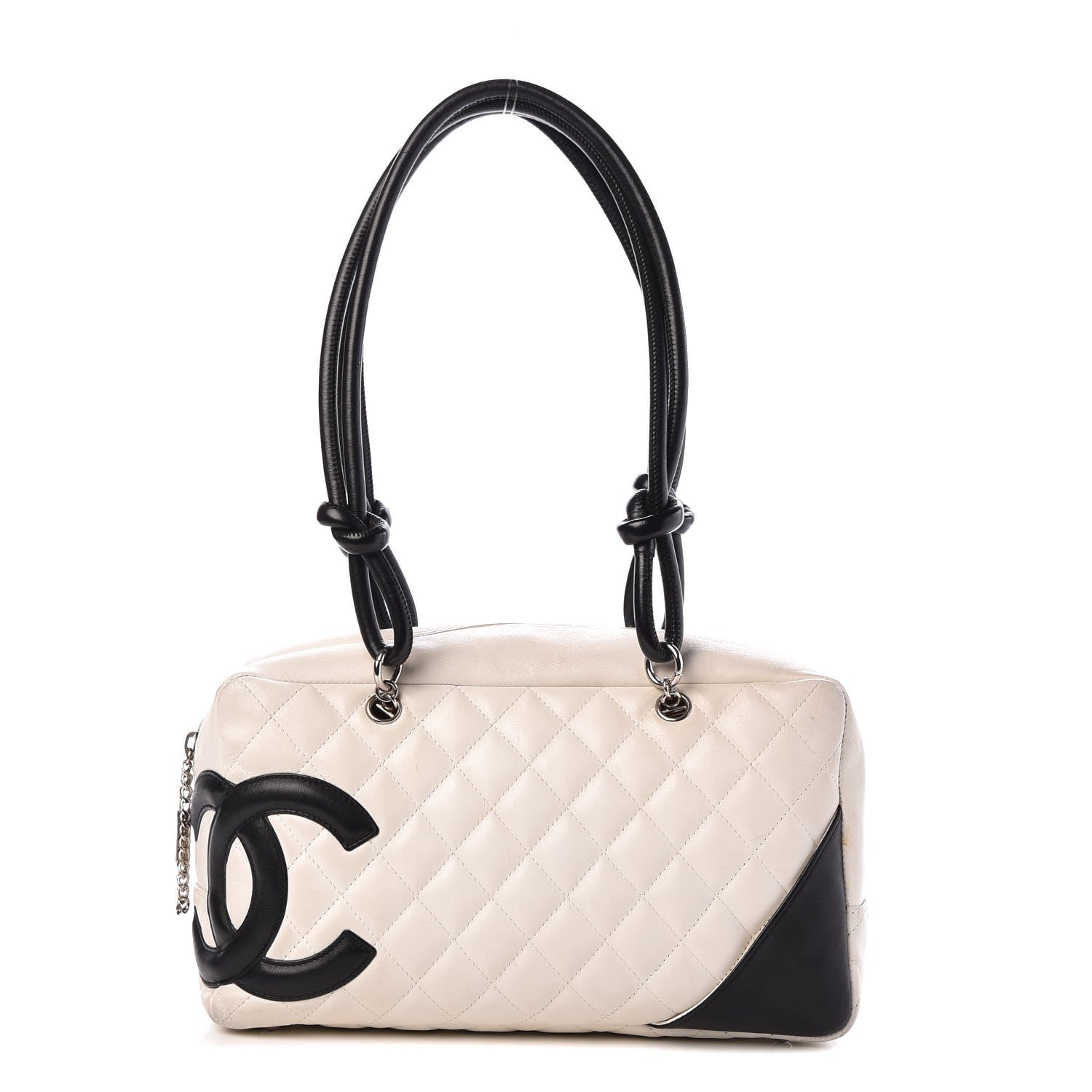 Chanel Calfskin Quilted Large Cambon Bowler Black White 1 of 12