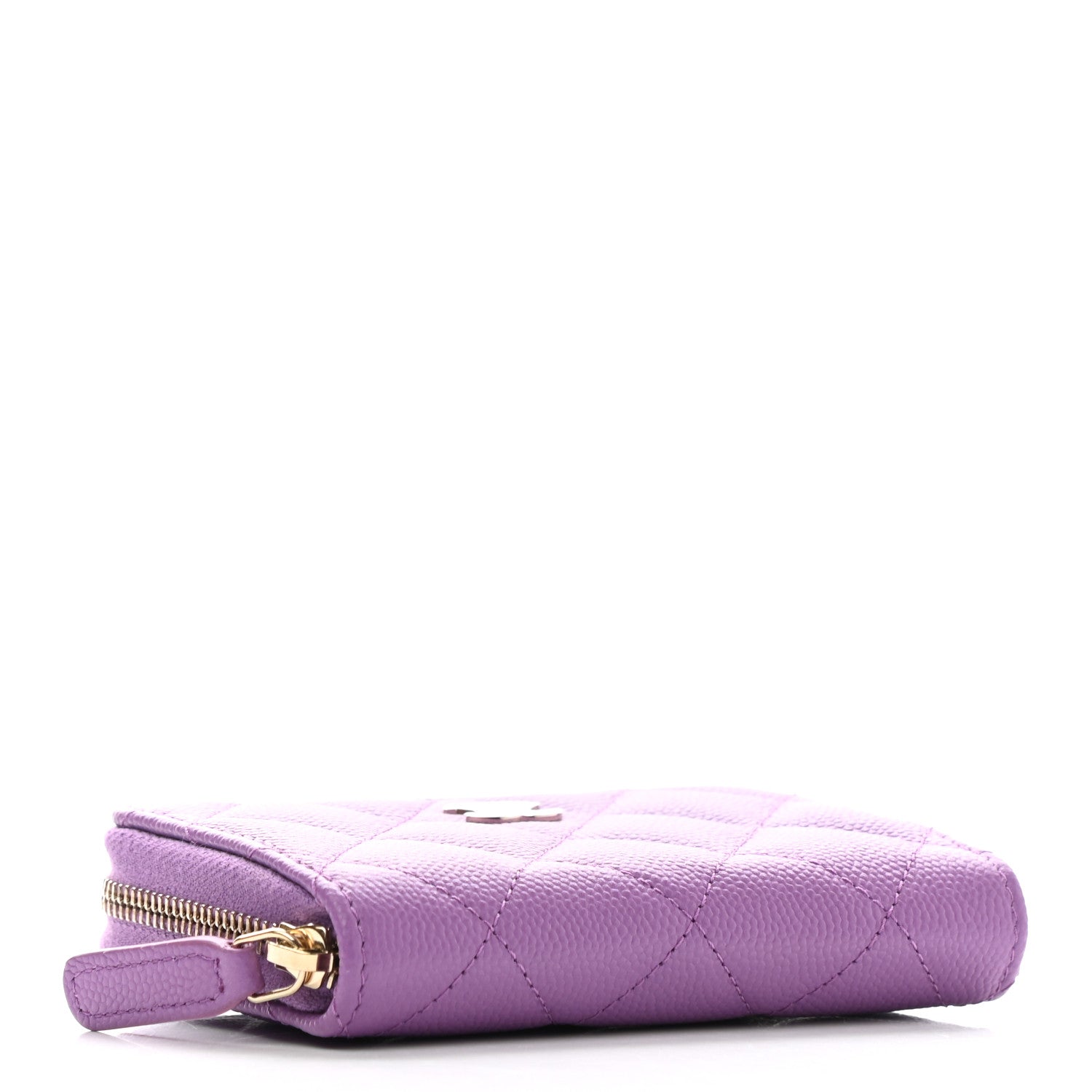 Chanel Caviar Quilted Zip Around Coin Purse Wallet Purple 4 of 8