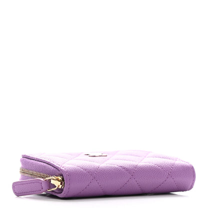 Chanel Caviar Quilted Zip Around Coin Purse Wallet Purple 4 of 8