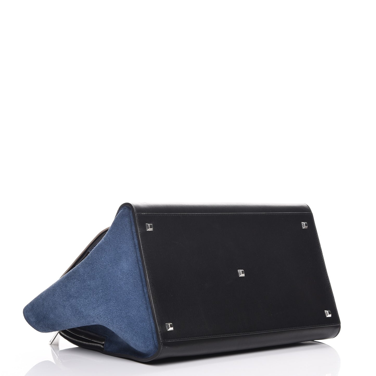 Calfskin Suede Tri-Color Double Zip Trapeze Sand