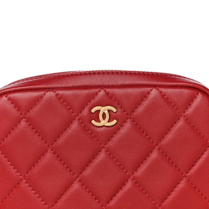 Chanel Lambskin Quilted Small Curvy Pouch Cosmetic Case Red 8 of 10