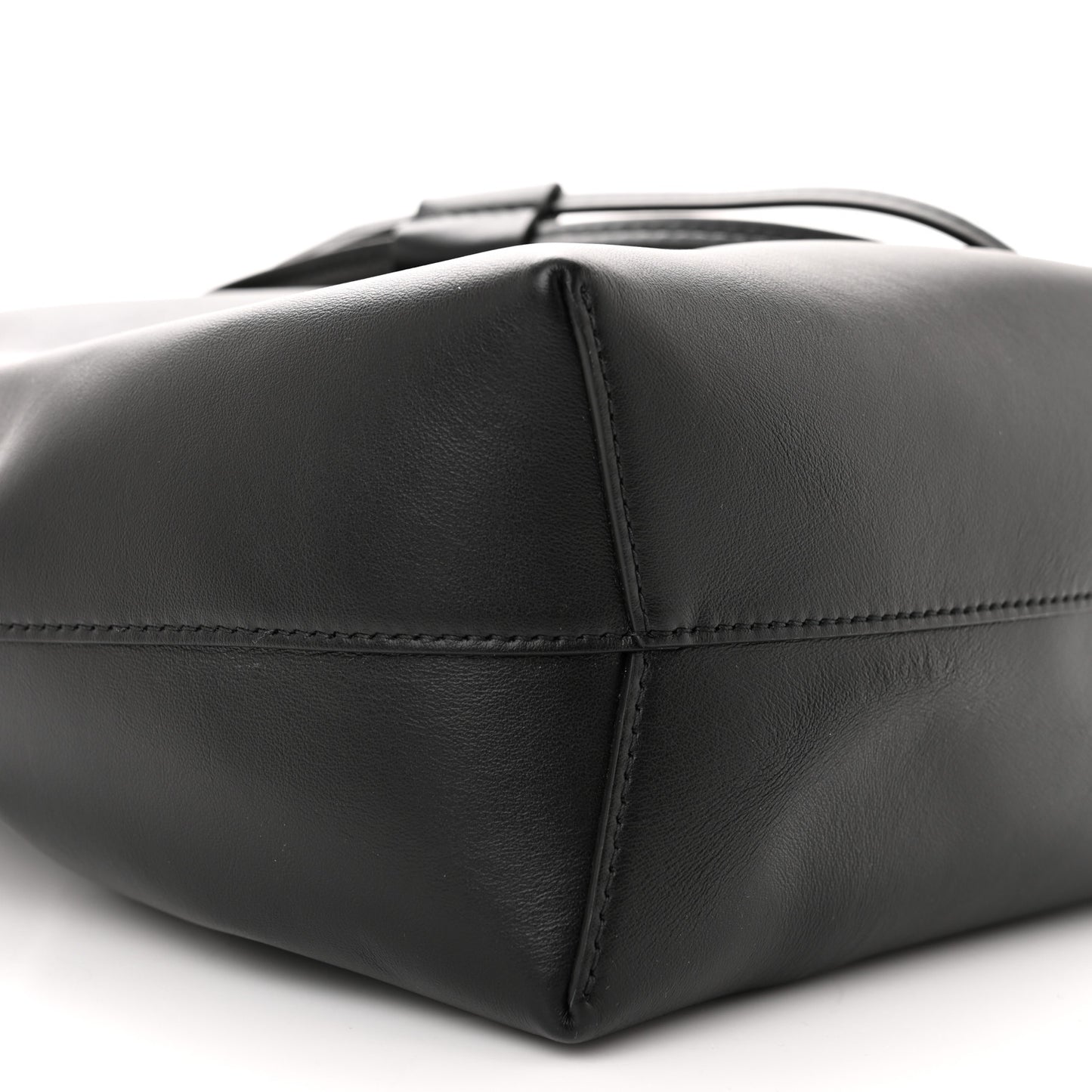 Calfskin Twist Drawstring Bucket Bag Black Flamma