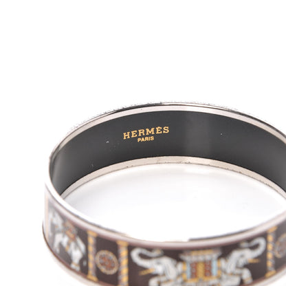 Hermes Enamel Printed Elephant Torana Wide Bracelet 65 Black 4 of 6