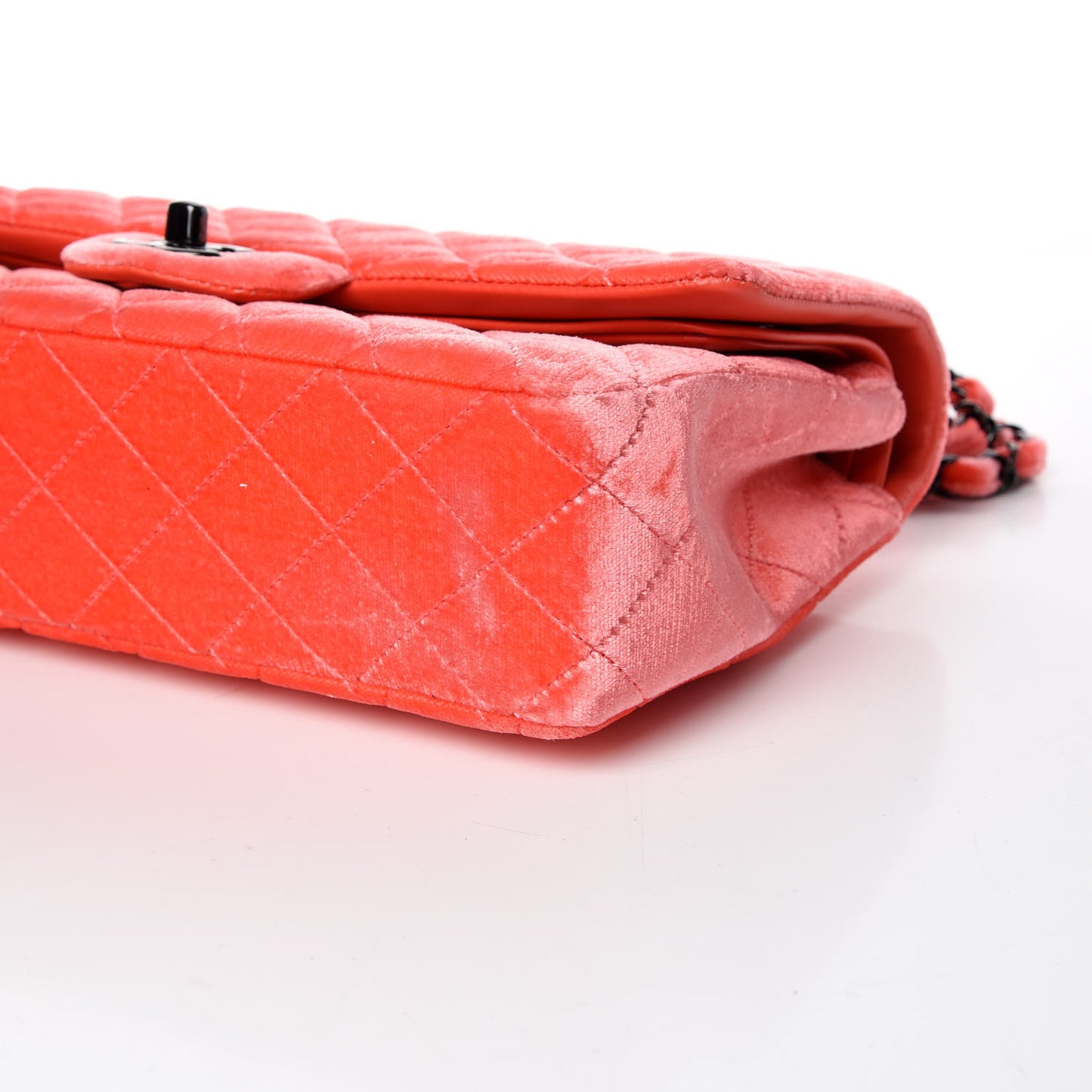 Velvet Quilted Medium Double Flap Coral
