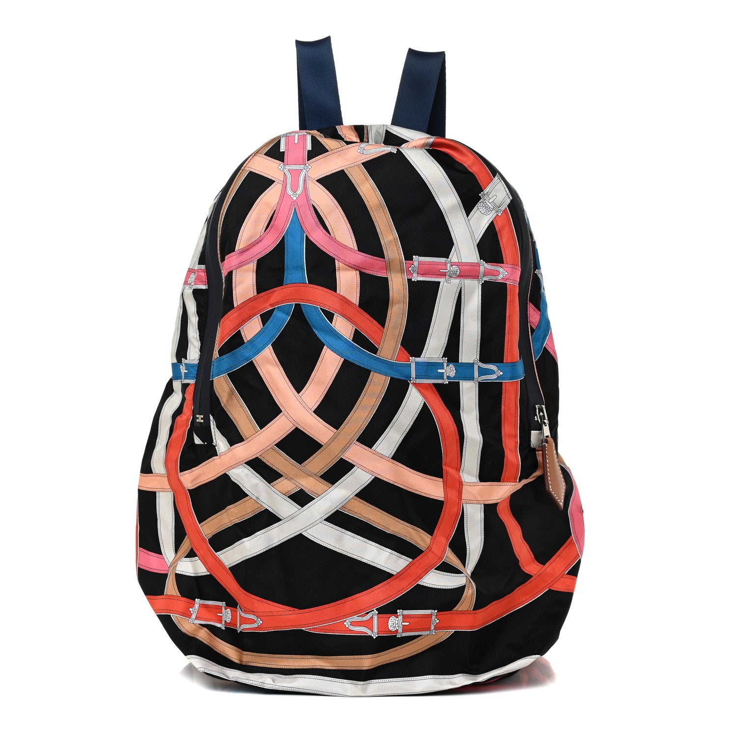 Hermes Silk Barenia Cavalcadour Airsilk Backpack Black Bleu Marine Fauve 1 of 11
