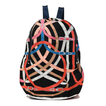 Hermes Silk Barenia Cavalcadour Airsilk Backpack Black Bleu Marine Fauve 1 of 11