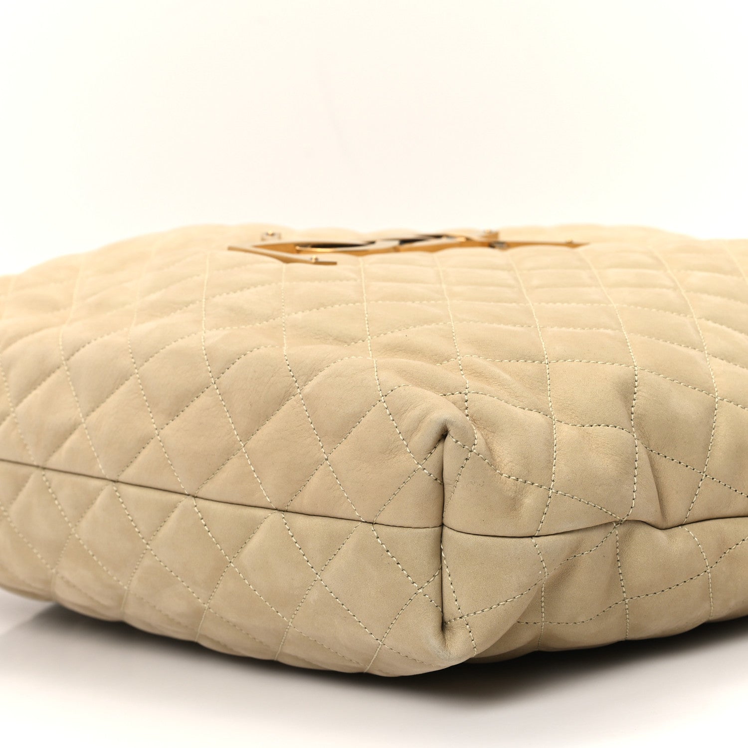 Saint Laurent Nubuck Suede Quilted Maxi Icare Shopping Tote Safari Beige 11 of 13