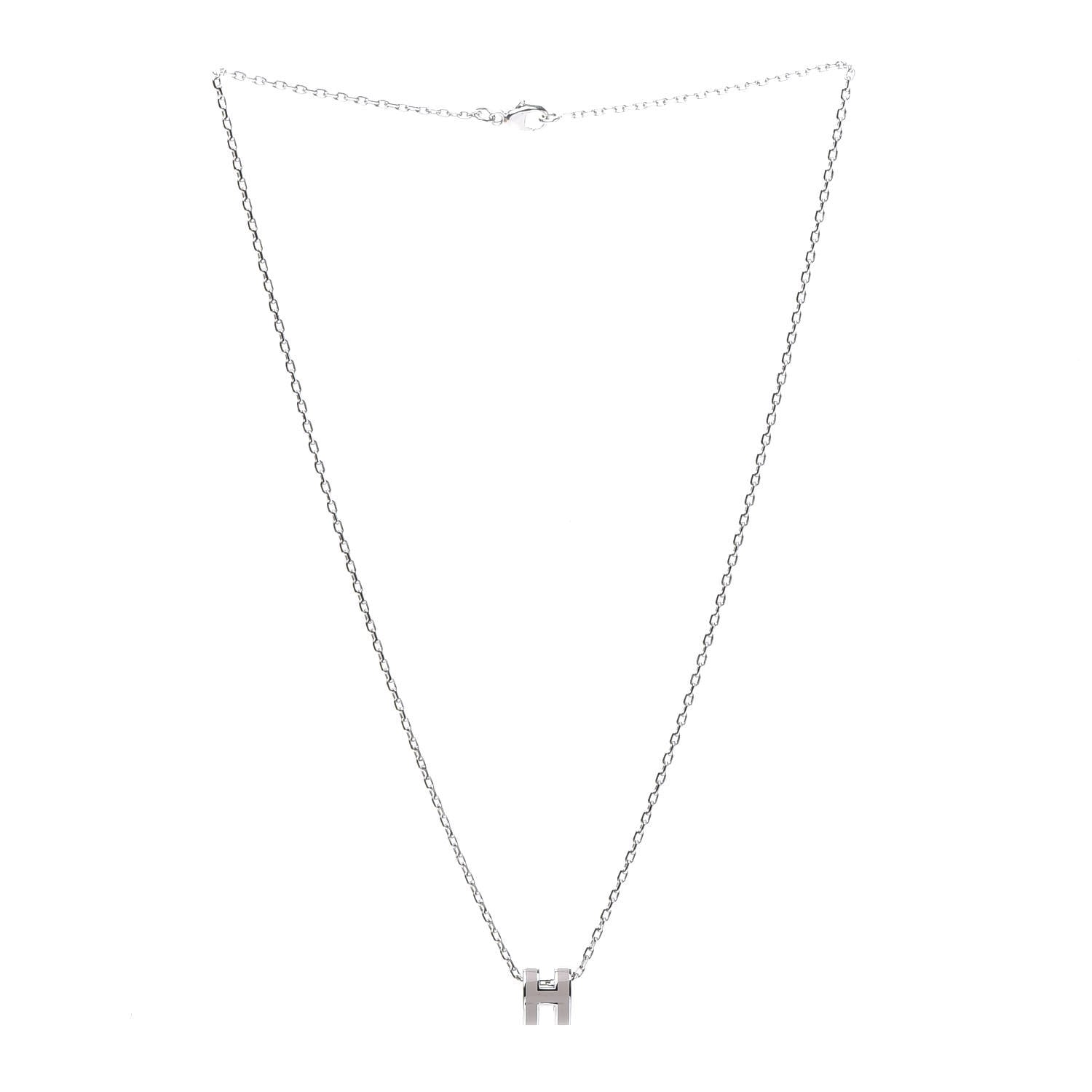 Hermes Palladium Mini Pop H Pendant Necklace Marron Glace 3 of 7