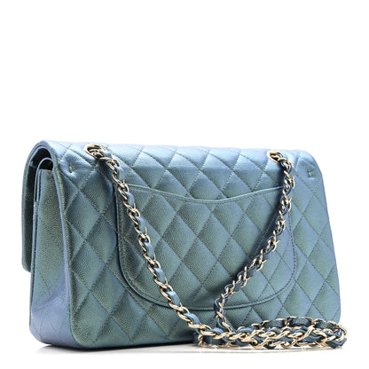 Chanel Iridescent Caviar Quilted Medium Double Flap Green 3 of 11