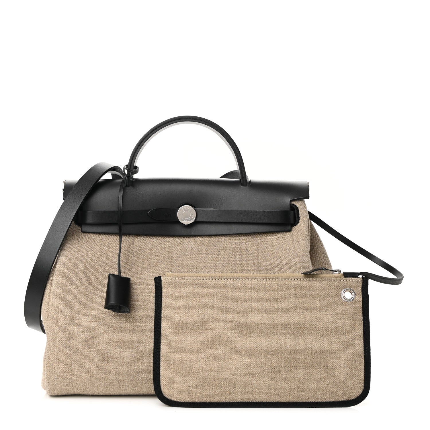 Hermes Military Toile Vache Hunter Herbag Zip Retourne 31 PM Ficelle Black 1 of 11