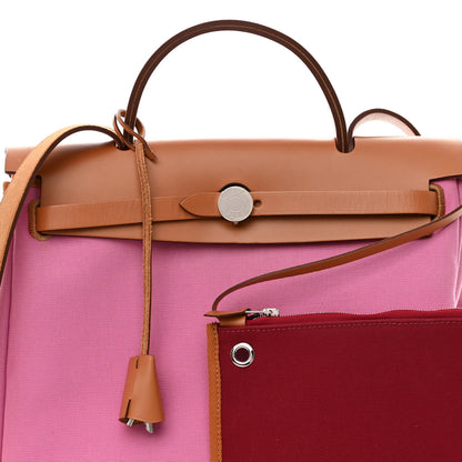 Hermes Toile Officier Vache Hunter Verso Herbag Zip PM 31 Bubblegum Rubis Naturel 7 of 9