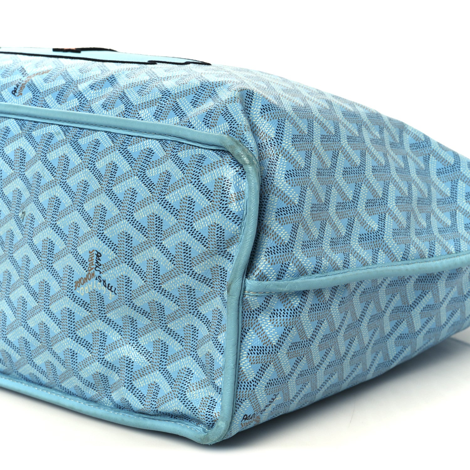 Goyard Goyardine Embroidered Flamingo Reversible Anjou PM Sky Blue 20 of 23