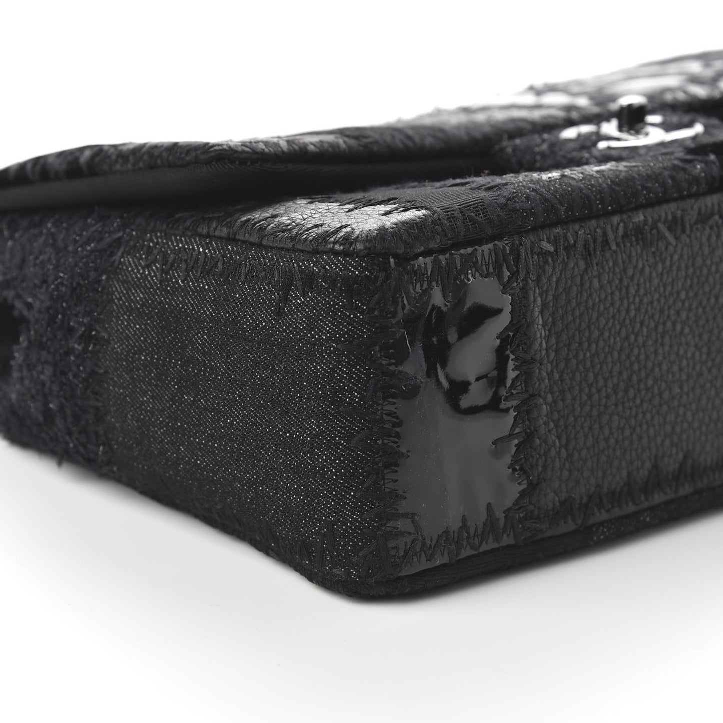 Tweed Patchwork Jumbo Single Flap Black