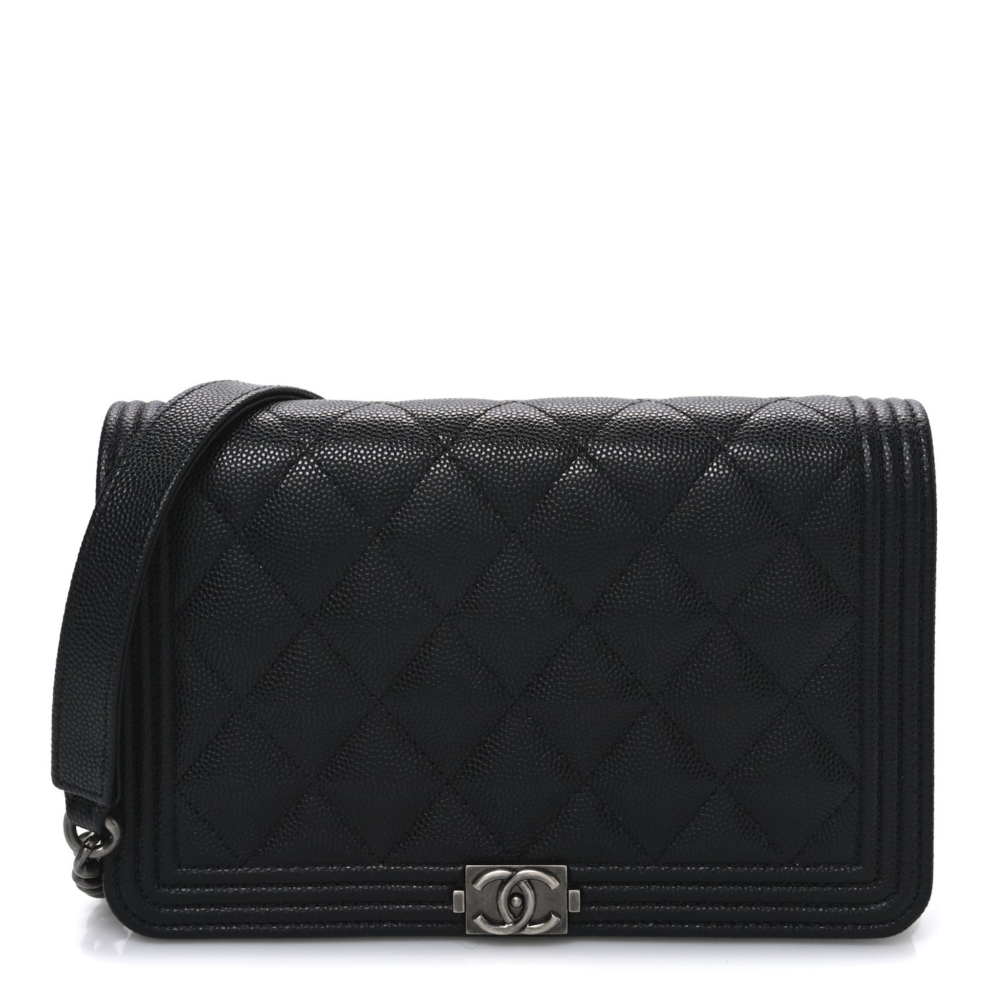 Caviar Quilted Boy Wallet On Chain WOC Black