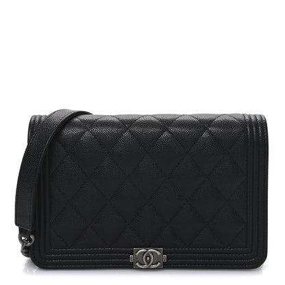 Chanel Caviar Quilted Boy Wallet On Chain WOC Black 1 of 11