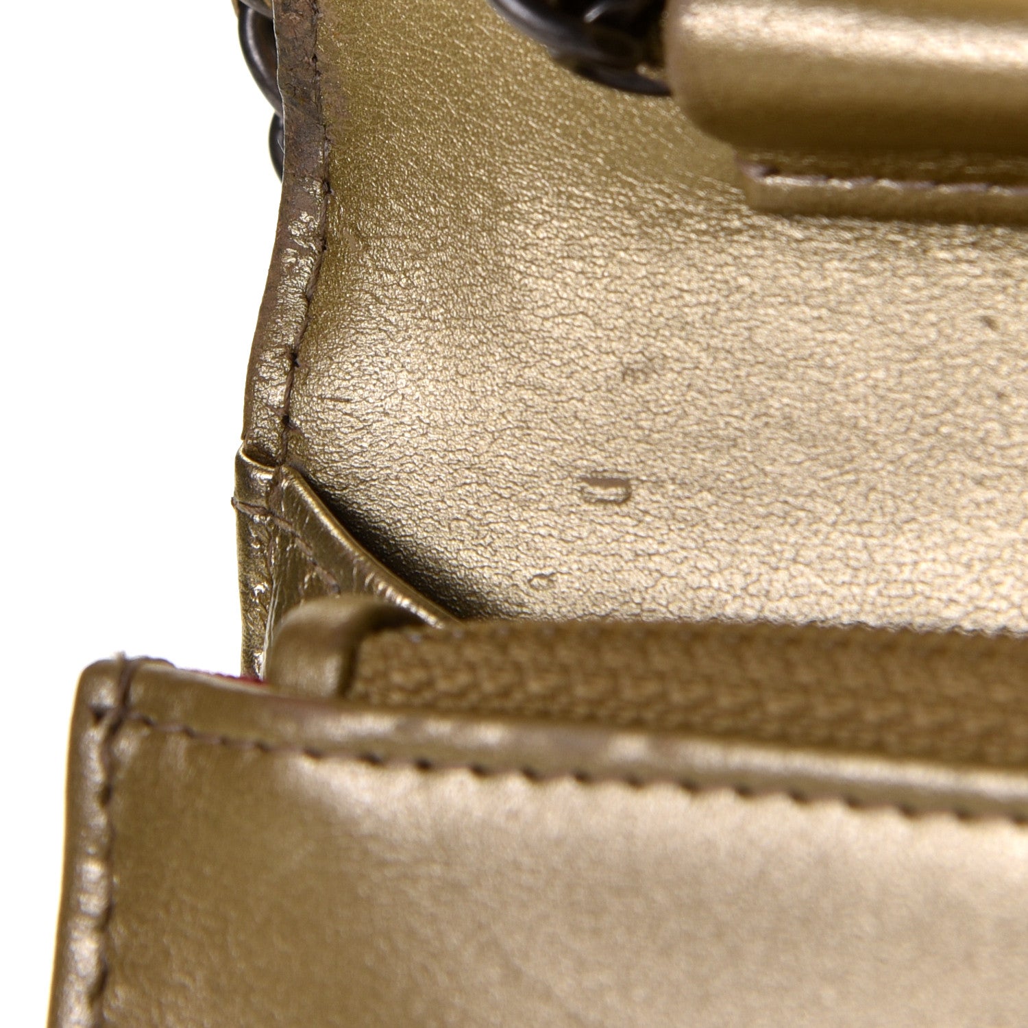 Chanel Metallic Aged Calfskin Quilted Gabrielle Wallet On Chain WOC Gold 4 of 11