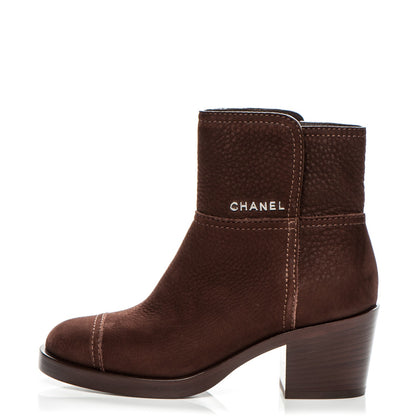 Chanel Suede Calfskin Short Boots 35 Brown 1 of 8