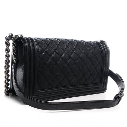 Chanel Calfskin Quilted Embellished Metal Medium Boy Flap Black 3 of 7