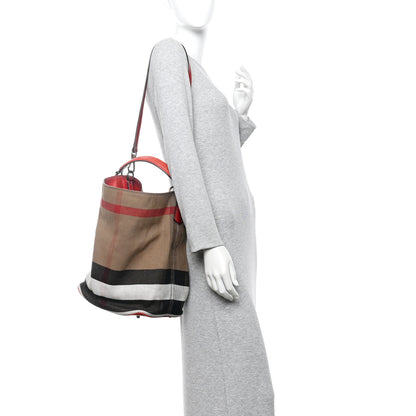Burberry Canvas Mega Check Medium Susanna Hobo Cadmium Red 2 of 15