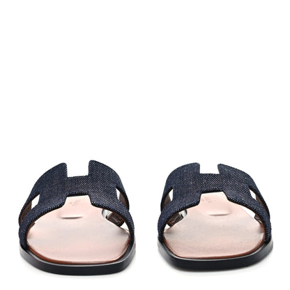Hermes Denim Canvas Oran Sandals 35.5 Bleu Brut 2 of 8