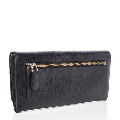 Prada Saffiano Metal Continental Flap Wallet Black 3 of 8