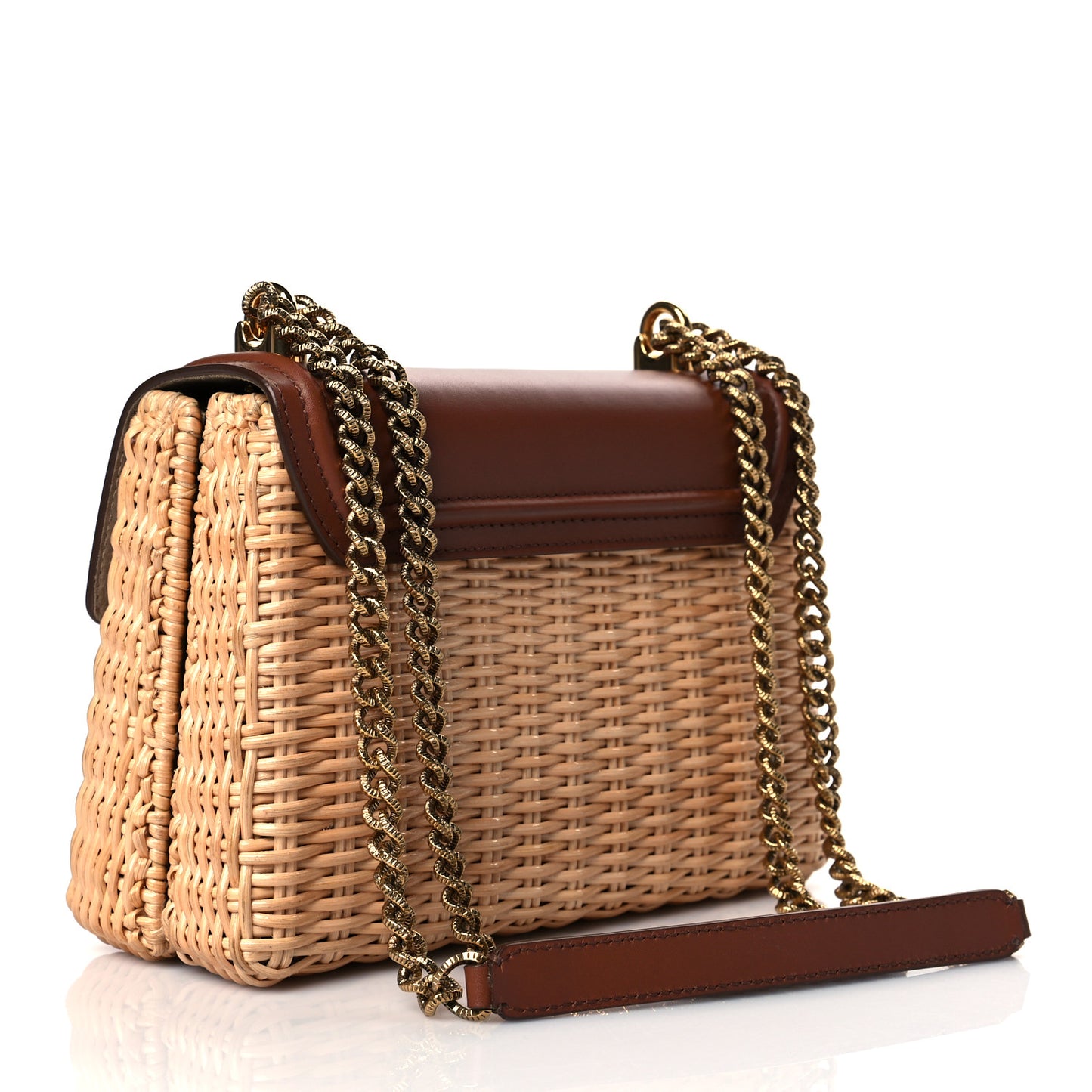 Wicker Calfskin Medium Devotion Crossbody Bag Brown