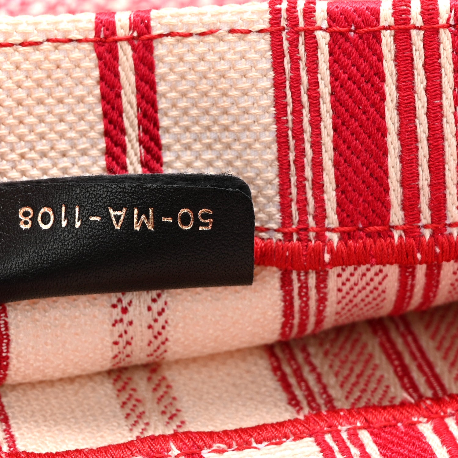 Christian Dior Canvas Embroidered Mykonos Large Striped Book Tote Red 7 of 11